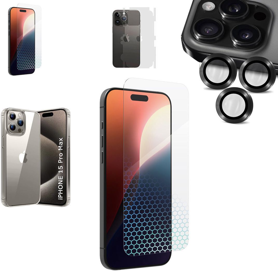 Cover Accessory Combo for APPLE IPHONE 15 PRO MAX BACK COVER|CD RING|BORDERLESS TEMPERED|BACK MEMBRANE-image-31