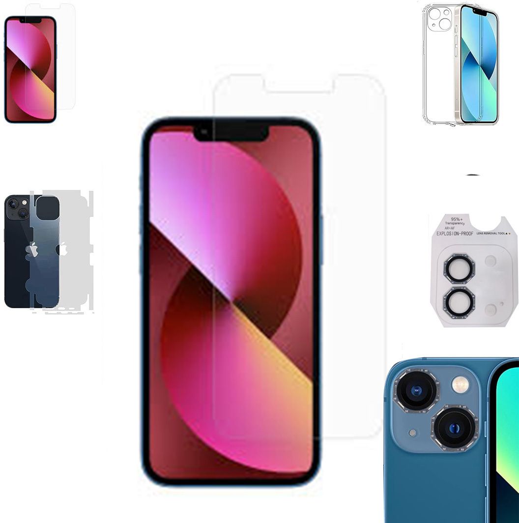 Cover Accessory Combo for APPLE IPHONE 13 MINI BACK COVER|OCTA RING|BORDERLESS TEMPERED|BACK MEMBRANE-image-3