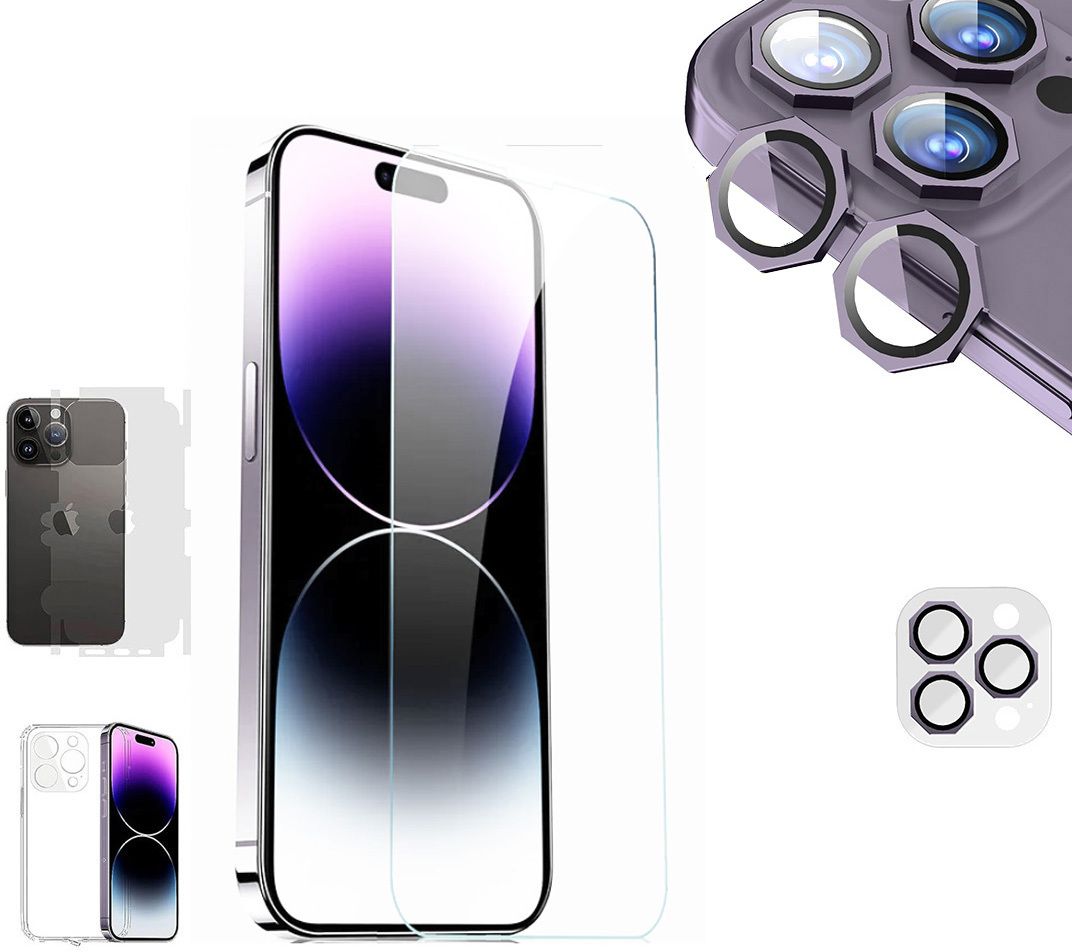 Cover Accessory Combo for APPLE IPHONE 14 PRO MAX BACK COVER|HEXA RING|BORDERLESS TEMPERED|BACK MEMBRANE-image-24