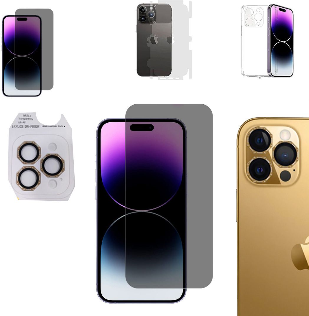 Cover Accessory Combo for APPLE IPHONE 14 PRO MAX BACK COVER|OCTA RING|BORDERLESS TEMPERED|BACK MEMBRANE-image-2