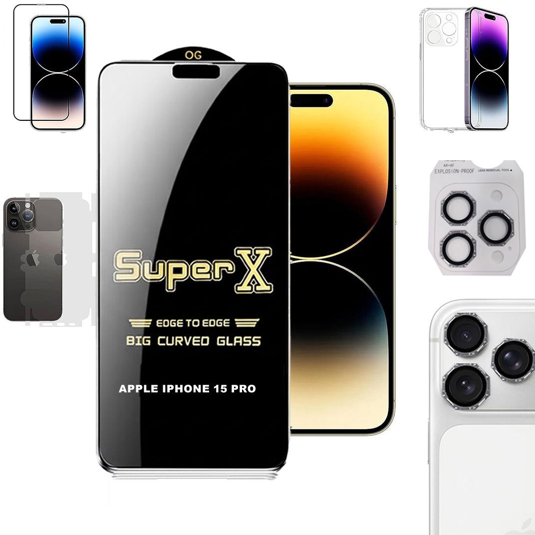 Cover Accessory Combo for APPLE IPHONE 15 PRO BACK COVER|DESINGER RING|SUPER X GLASS|BACK MEMBRANE-image-19