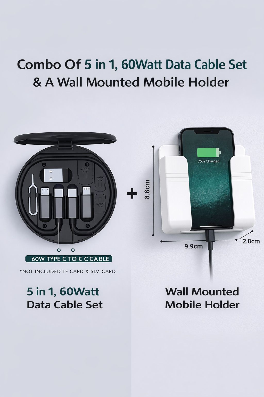 neworld enterprises Cable Accessory Combo for Multi-Device Users, Used As Mobile Stand (Back SIde Of Cable Case), Mobile Holder-picture-17