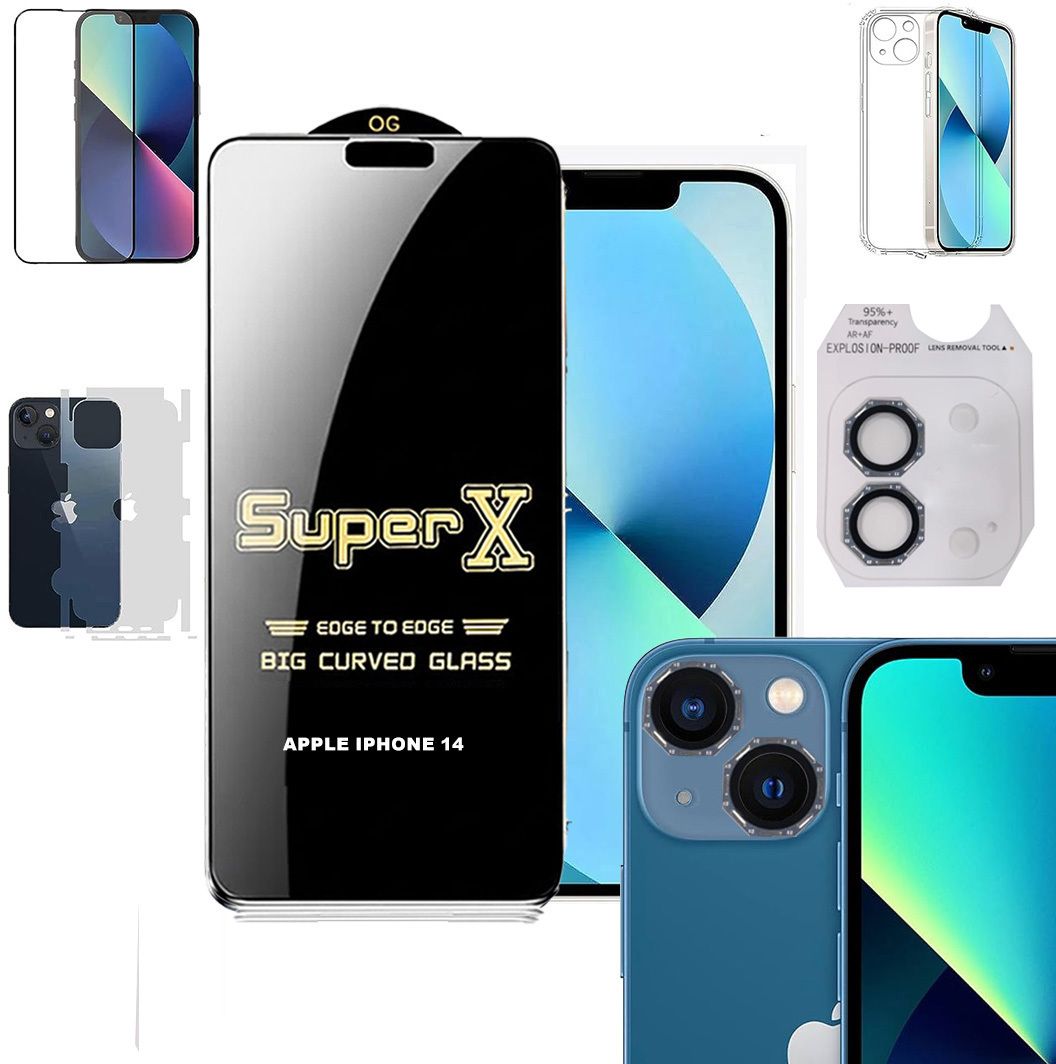 Cover Accessory Combo for APPLE IPHONE 14 BACK COVER|DESINGER RING|SUPER X GLASS|BACK MEMBRANE-image-4