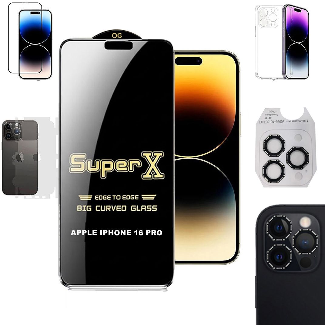 Cover Accessory Combo for APPLE IPHONE 16 PRO BACK COVER|DESINGER RING|SUPER X GLASS|BACK MEMBRANE-image-17