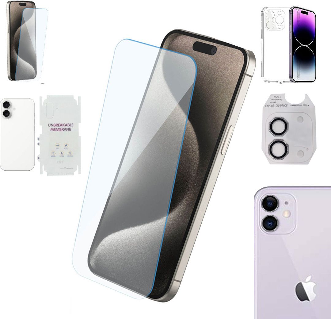Cover Accessory Combo for APPLE IPHONE 16 BACK COVER|OCTA RING|BORDERLESS TEMPERED|BACK MEMBRANE-image-3