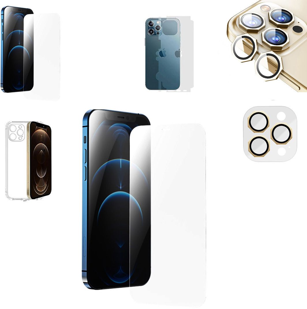 Cover Accessory Combo for APPLE IPHONE 12 PRO MAX BACK COVER|HEXA RING|BORDERLESS TEMPERED|BACK MEMBRANE-image-0