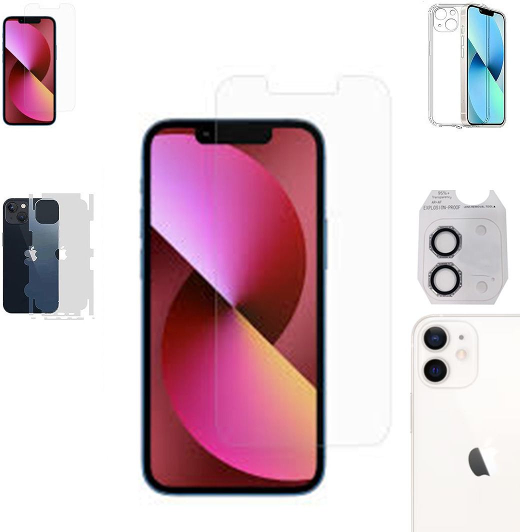 Cover Accessory Combo for APPLE IPHONE 13 MINI BACK COVER|OCTA RING|BORDERLESS TEMPERED|BACK MEMBRANE-image-0