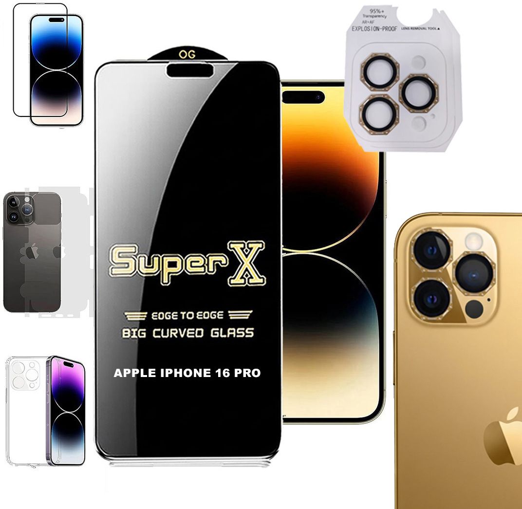 Cover Accessory Combo for APPLE IPHONE 16 PRO BACK COVER|DESINGER RING|SUPER X GLASS|BACK MEMBRANE-image-45