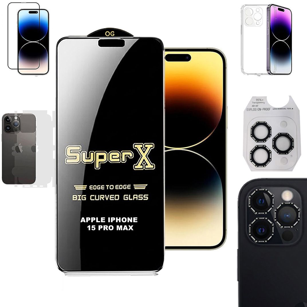 Cover Accessory Combo for APPLE IPHONE 15 PRO MAX BACK COVER|DESINGER RING|SUPER X GLASS|BACK MEMBRANE-image-21