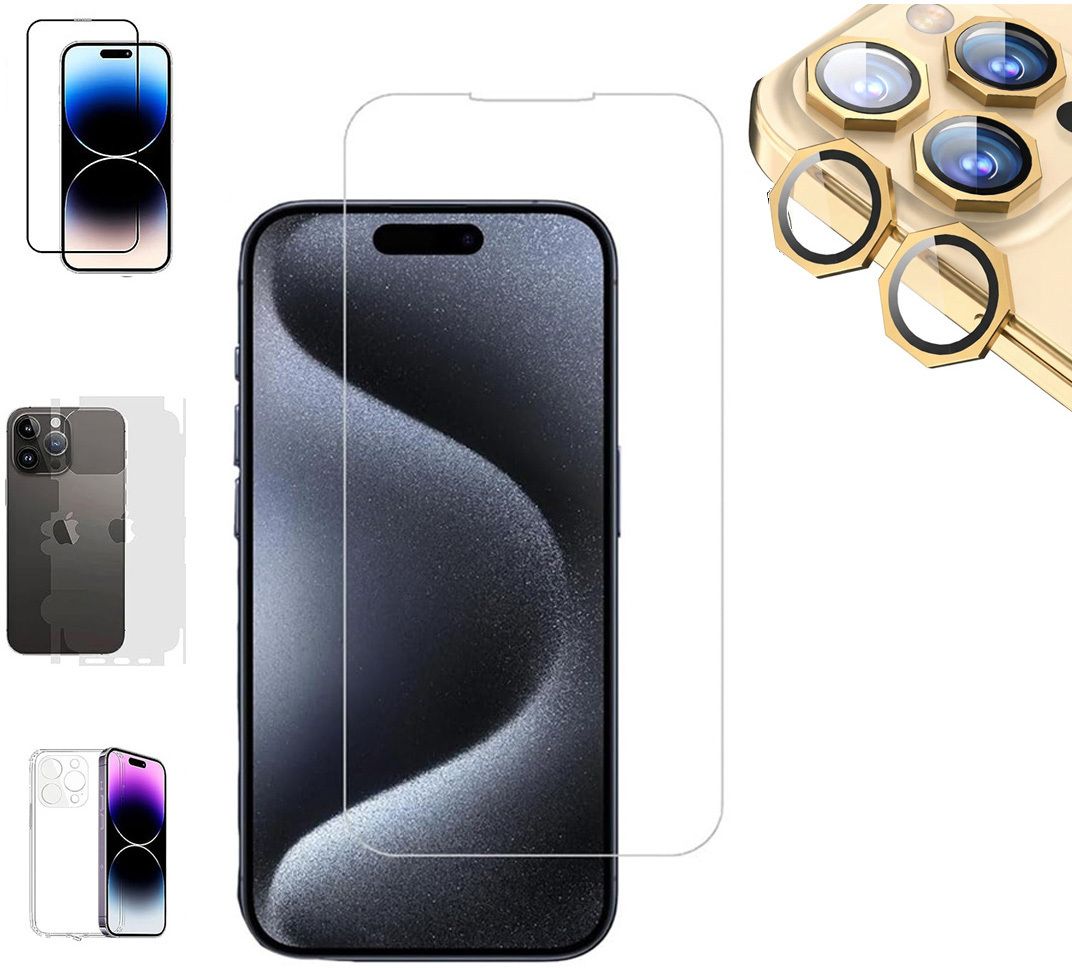 Cover Accessory Combo for APPLE IPHONE 15 PRO MAX BACK COVER|HEXA RING|BORDERLESS TEMPERED|BACK MEMBRANE-image-32