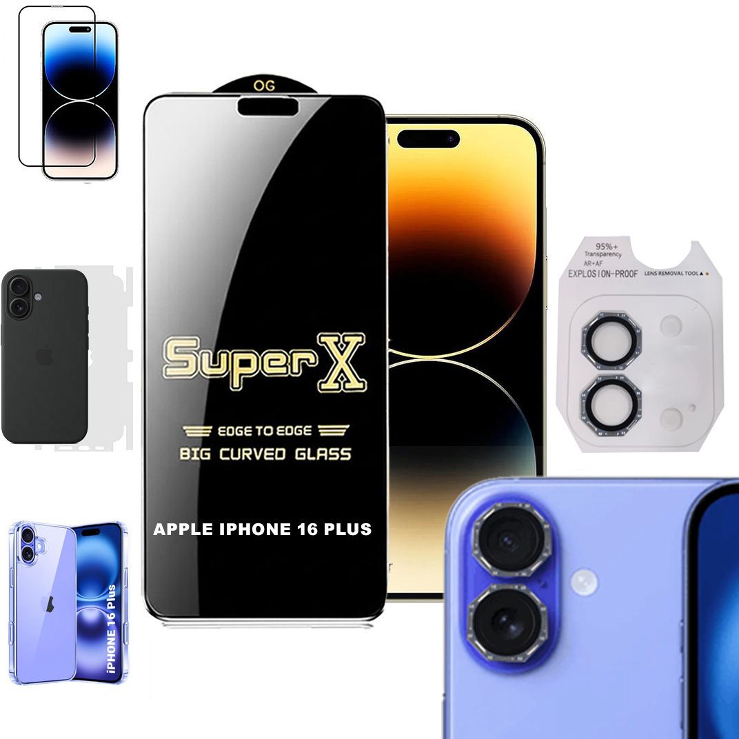 Cover Accessory Combo for APPLE IPHONE 16 PLUS BACK COVER|DESINGER RING|SUPER X GLASS|BACK MEMBRANE-image-9