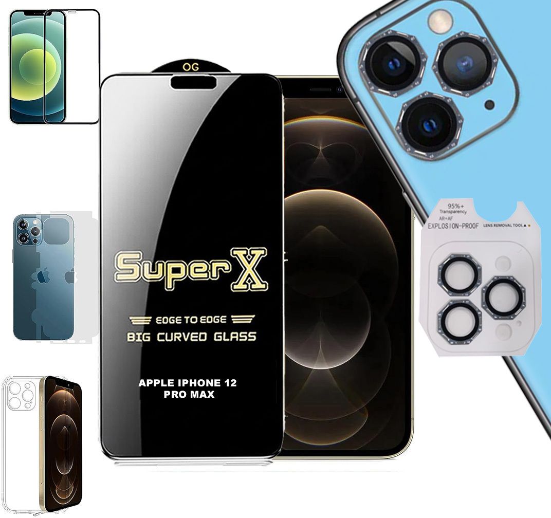 Cover Accessory Combo for APPLE IPHONE 12 PRO MAX BACK COVER|DESINGER RING|SUPER X GLASS|BACK MEMBRANE-image-39
