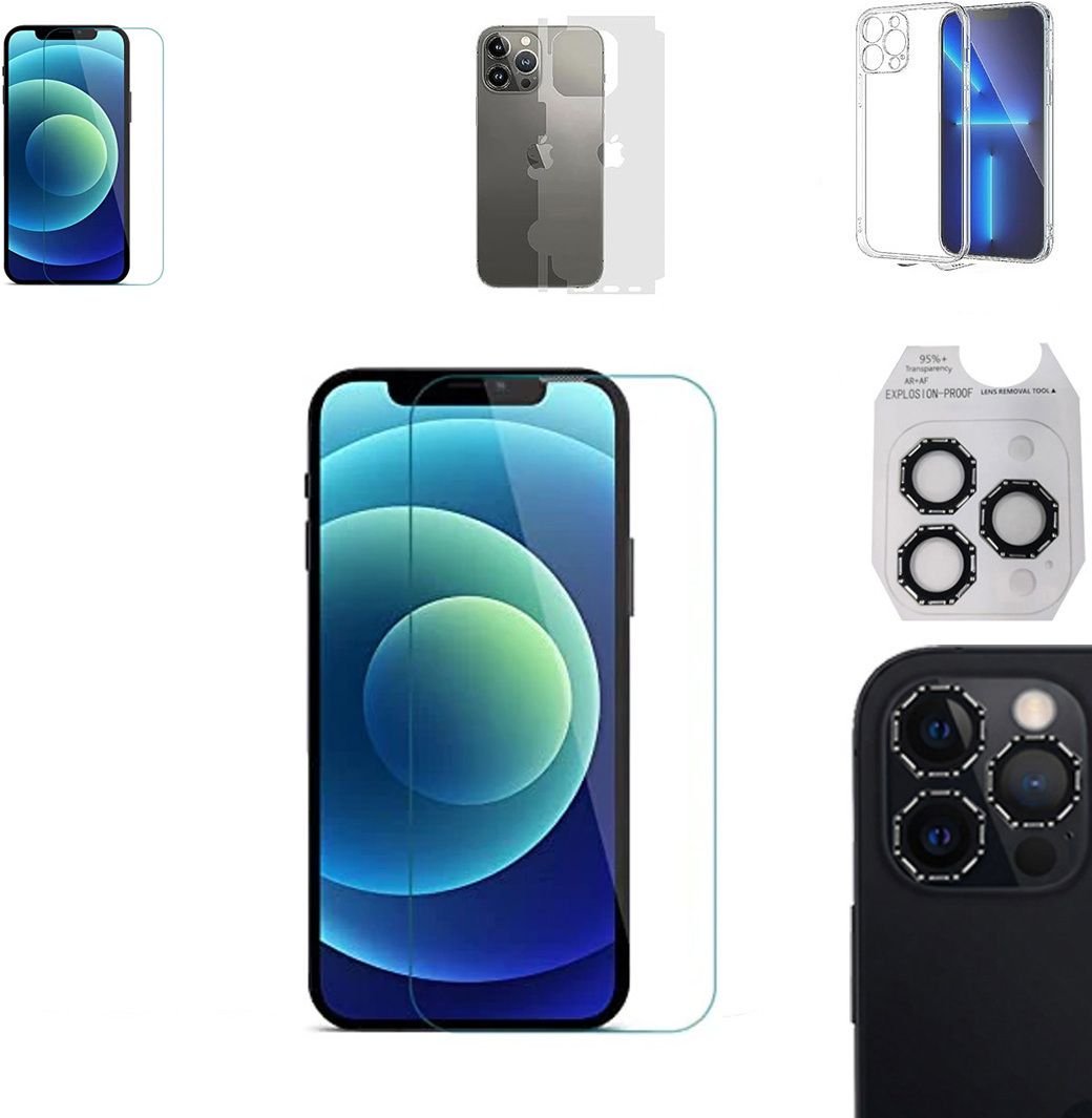Cover Accessory Combo for APPLE IPHONE 13 PRO BACK COVER|OCTA RING|BORDERLESS TEMPERED|BACK MEMBRANE-image-2
