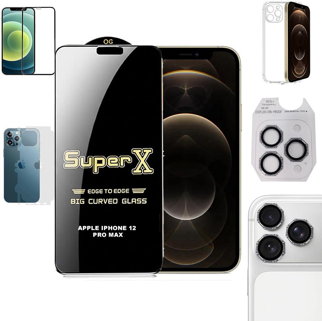Cover Accessory Combo for APPLE IPHONE 12 PRO MAX BACK COVER|DESINGER RING|SUPER X GLASS|BACK MEMBRANE-image-34