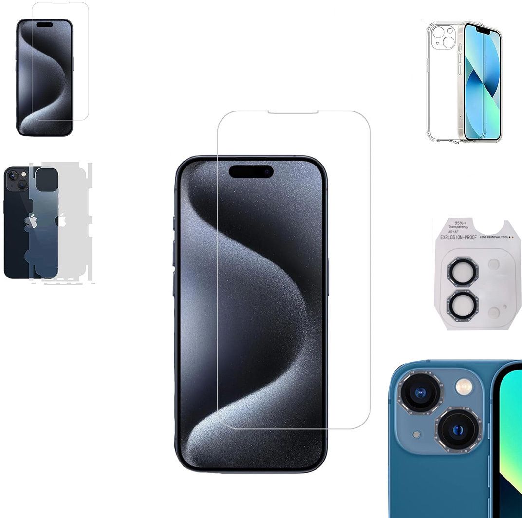 Cover Accessory Combo for APPLE IPHONE 15 BACK COVER|OCTA RING|BORDERLESS TEMPERED|BACK MEMBRANE-image-1