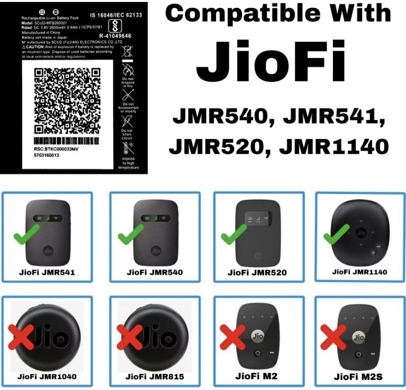 Wokia-Electronics Company Mobile Battery ForJIO Reliance Jio 4G Router JioFi3/Fi4(JMR540, JMR541) JioFI 4 (JMR1140)-2600mAh-image-10