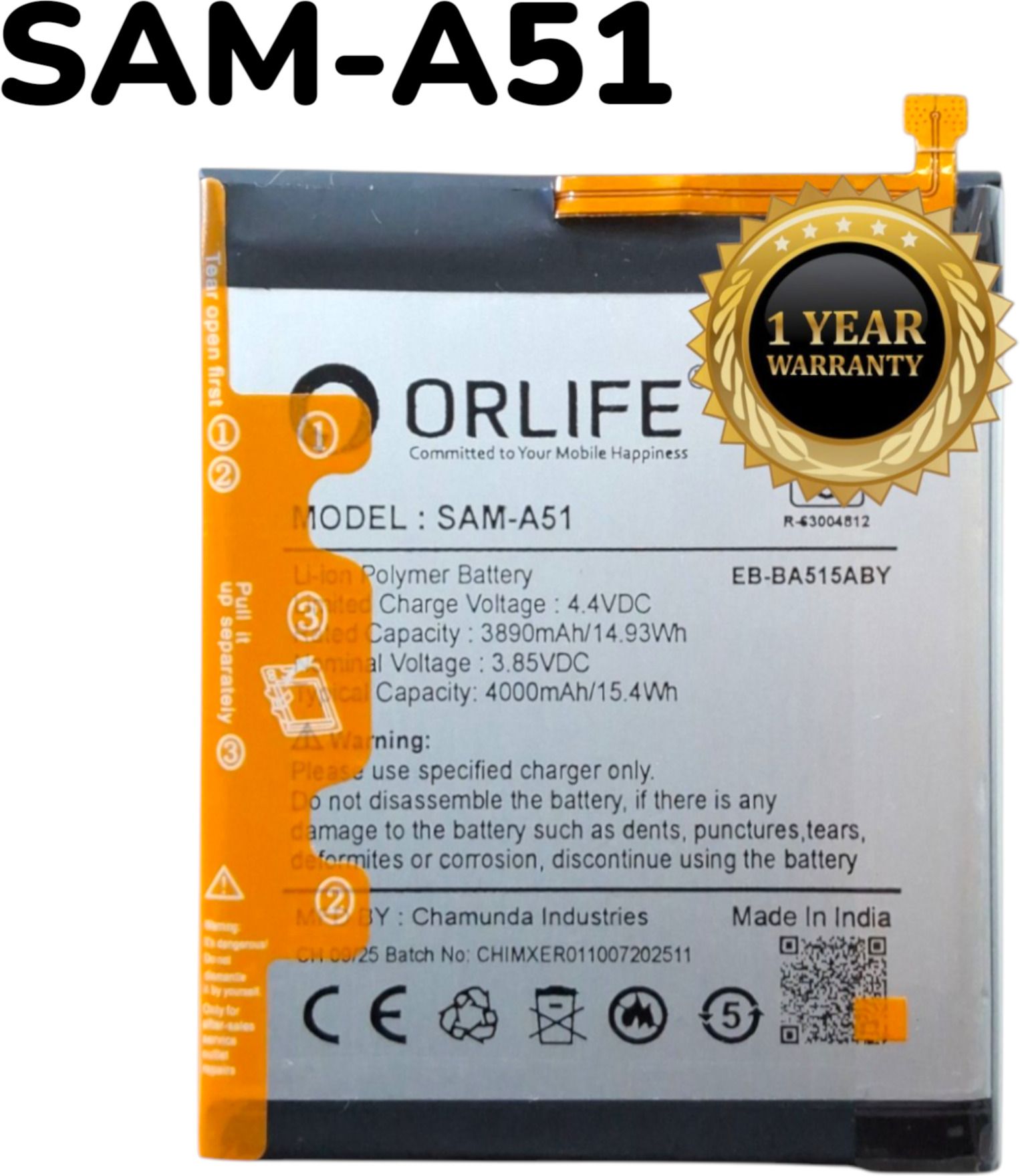 orlife Mobile Battery For Samsung A51 EB-BA515ABY |A51 ( 1 Year Replacement Warranty )-image-11