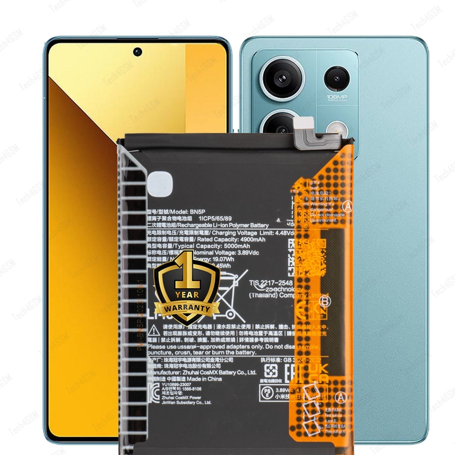 AuviPal Mobile Battery For Xiaomi BN5P Redmi Note 12 Pro 5G / POCO X5 Pro-image-25