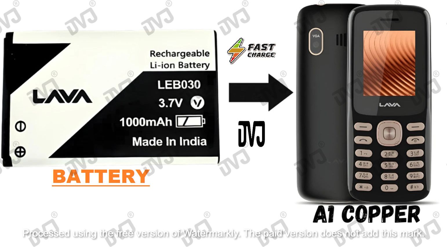 DVJ Mobile Battery For LAVA (LAVA 5C)LAVA A1 JOSH / LAVA A1 COPPER BATTERY (LEB030)-image-15