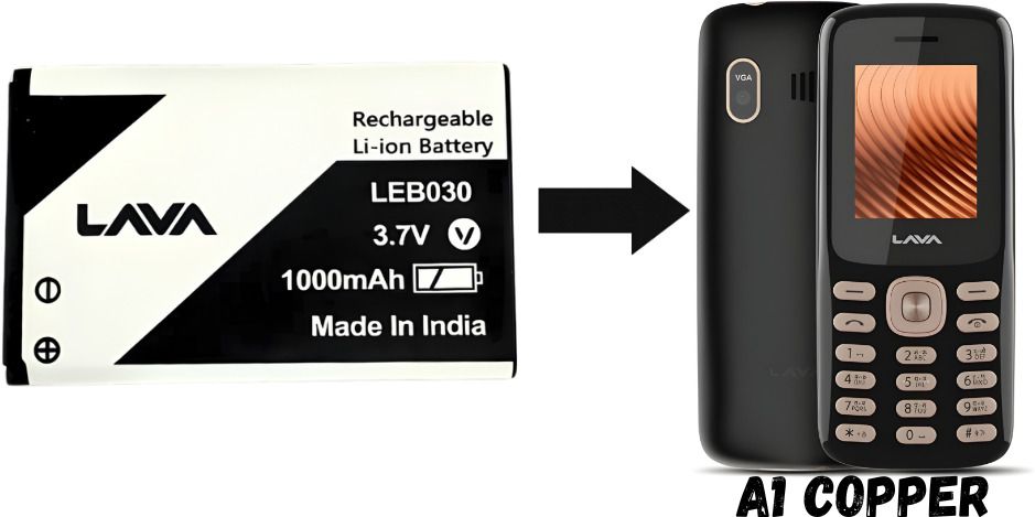 plugkit Mobile Battery For LAVA A1 COPPER