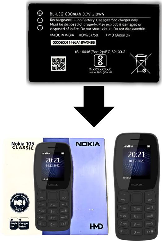 plugkit Mobile Battery For NOKIA 105 CLASSIC::SS::DS