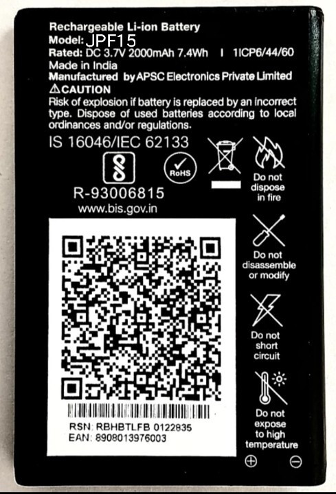 NetTorn Mobile Battery For Jio Keypad/JPF15/2000mAh image 1