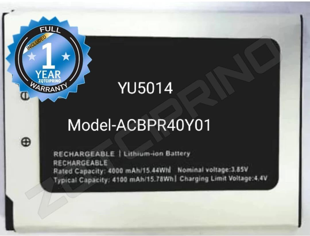 ZQTCIPRINO Mobile Battery Foryureka Original ACBPR40Y01 Battery for yureka yu aace 5014 with 1 Year Warranty image 1