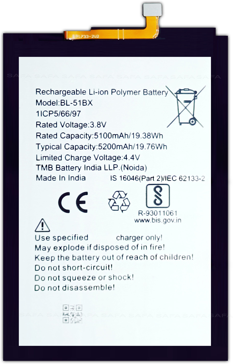Safa Mobile Battery For Infinix Hot 10 - 5200MAh image 1
