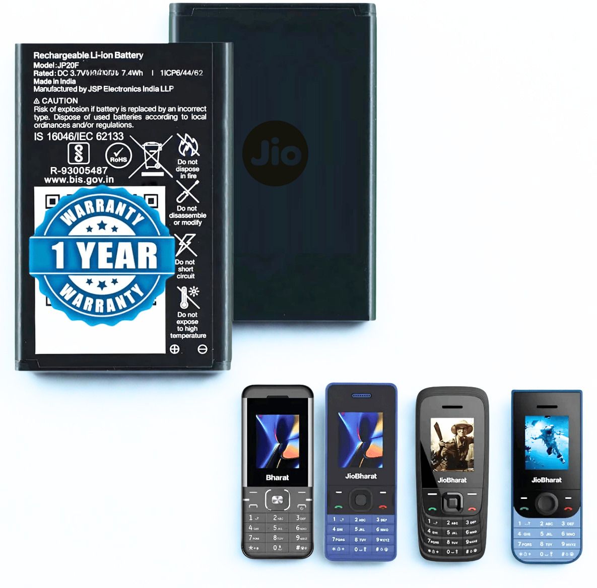 plugkit Mobile Battery For JIO KARBON BHRAT K1 4G::JIO BHARAT V2 4G::JIO BHARAT V3 4G::JIO BHARAT V4 4G