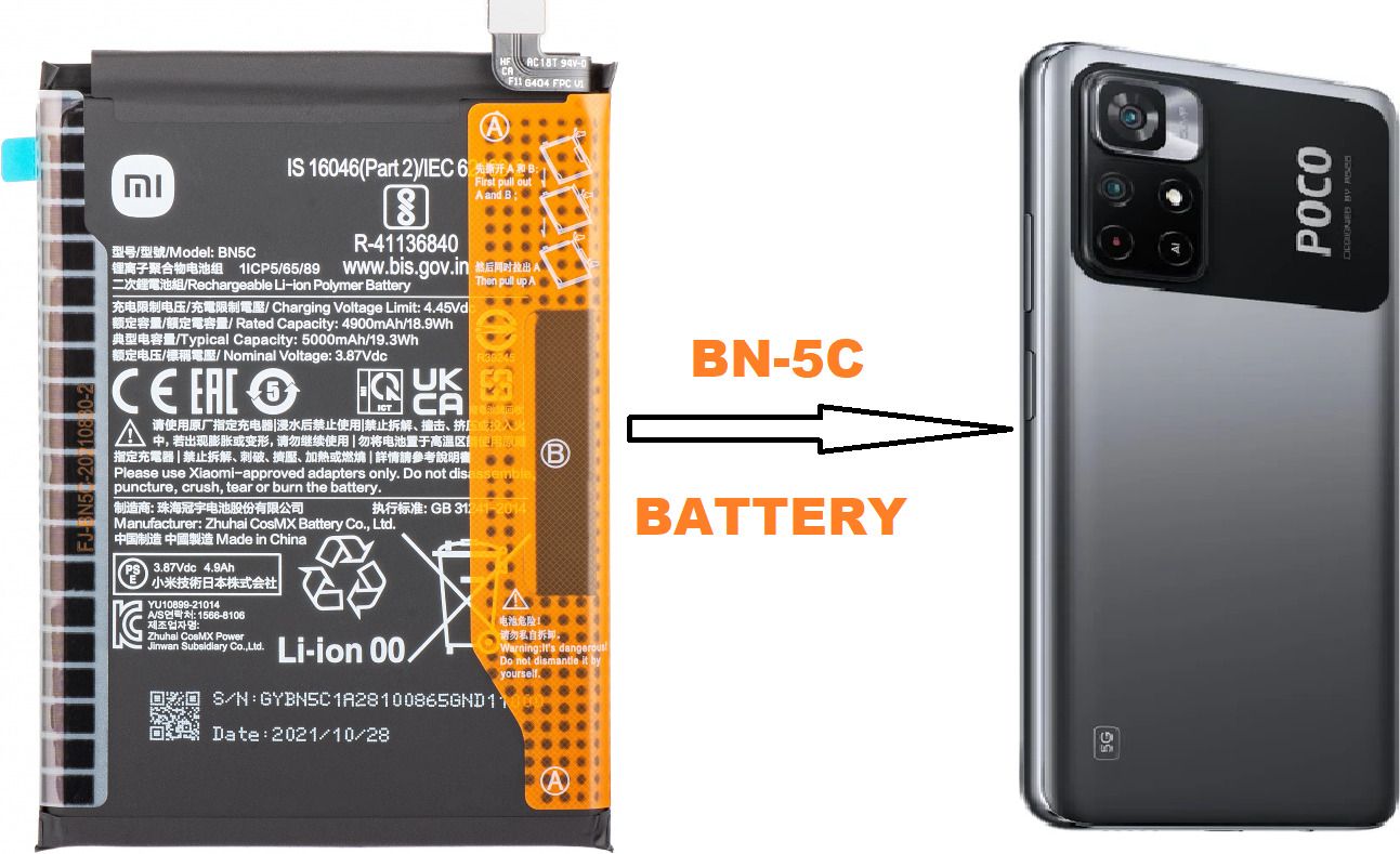 BKN Mobile Battery For XIAOMI / REDMI / POCO / Mi (BN-5C) AUTHENTIC Original BN5C Battery for Xiaomi Poco M4 Pro 5000mAh