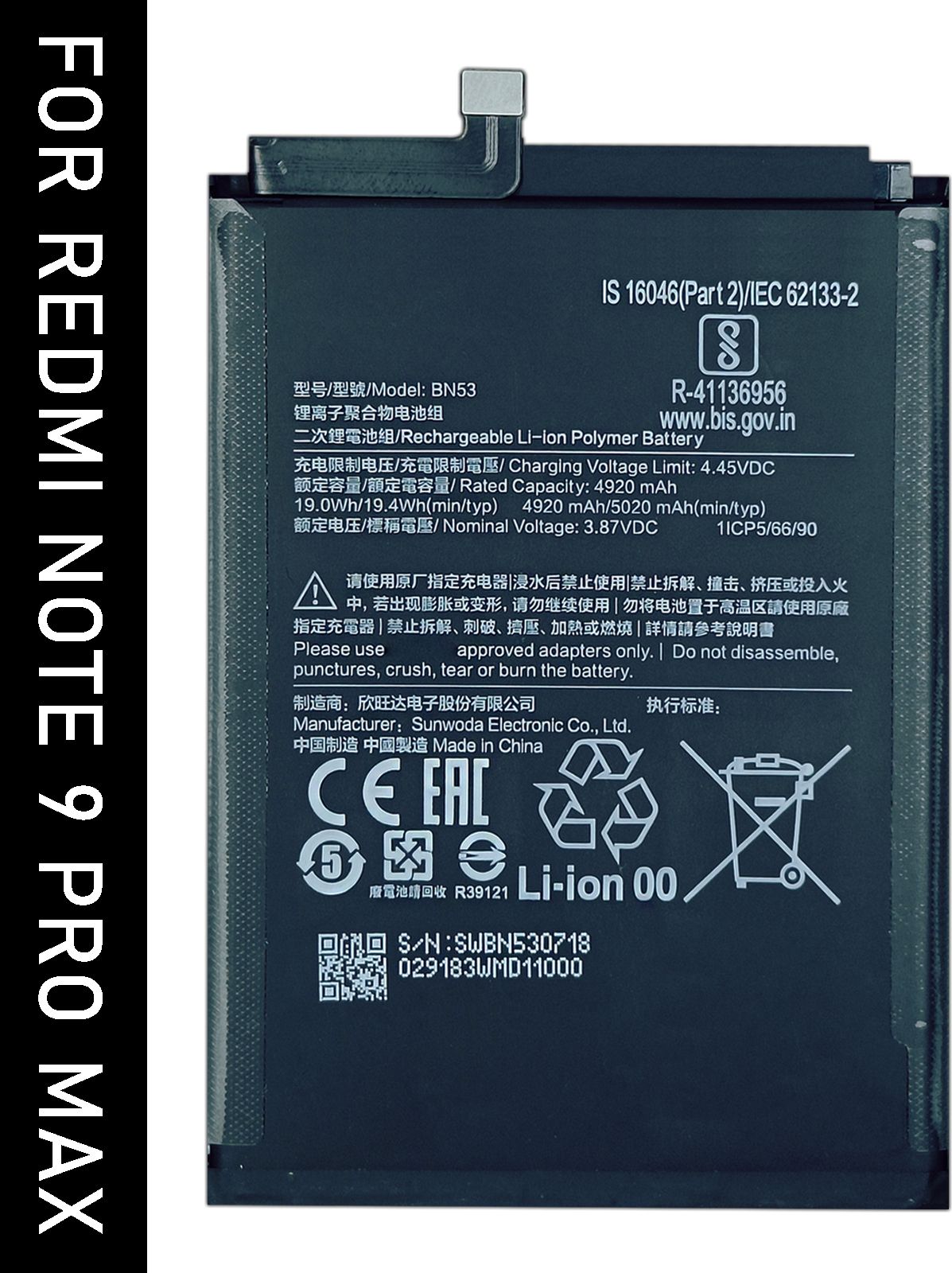 Safa Mobile Battery For Redmi Note 9 Pro Max - 5020mAh-image-21