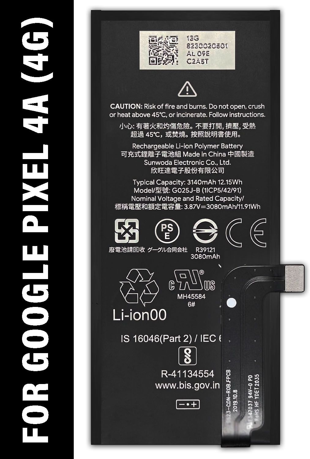 Safa Mobile Battery ForGoogle Pixel 4a 4G - 3140MAh-image-2