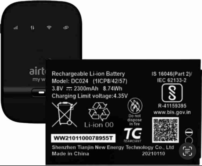 Wokia-Electronics Company Mobile Battery For Airtel H12348 / DC024 / WD670 Compatible 4G Hotspot Xstream DigitalTV AMF-311WW 2300mAh