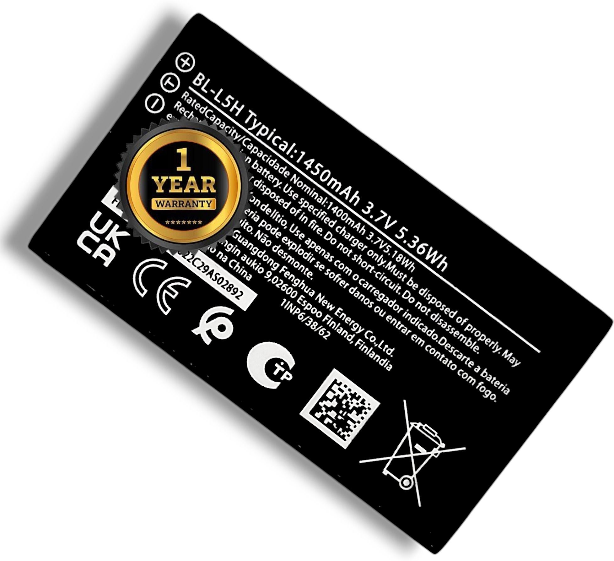 GENZEE Mobile Battery For Nokia BL-L5H 10 4G 2023 / 150 2023 / 130 MUSIC 2023- 1450mAh-image-0
