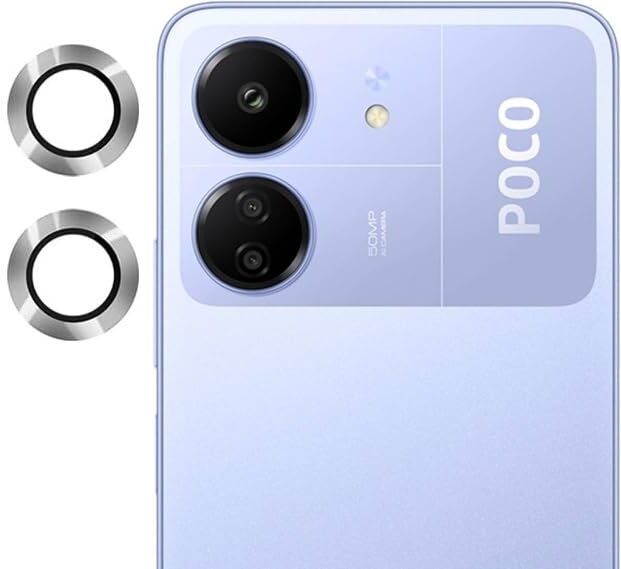 ZINGER Back Camera Lens Glass Protector for POCO C65 SILVER CAMERA LENS PROTECTOR RING-image-29