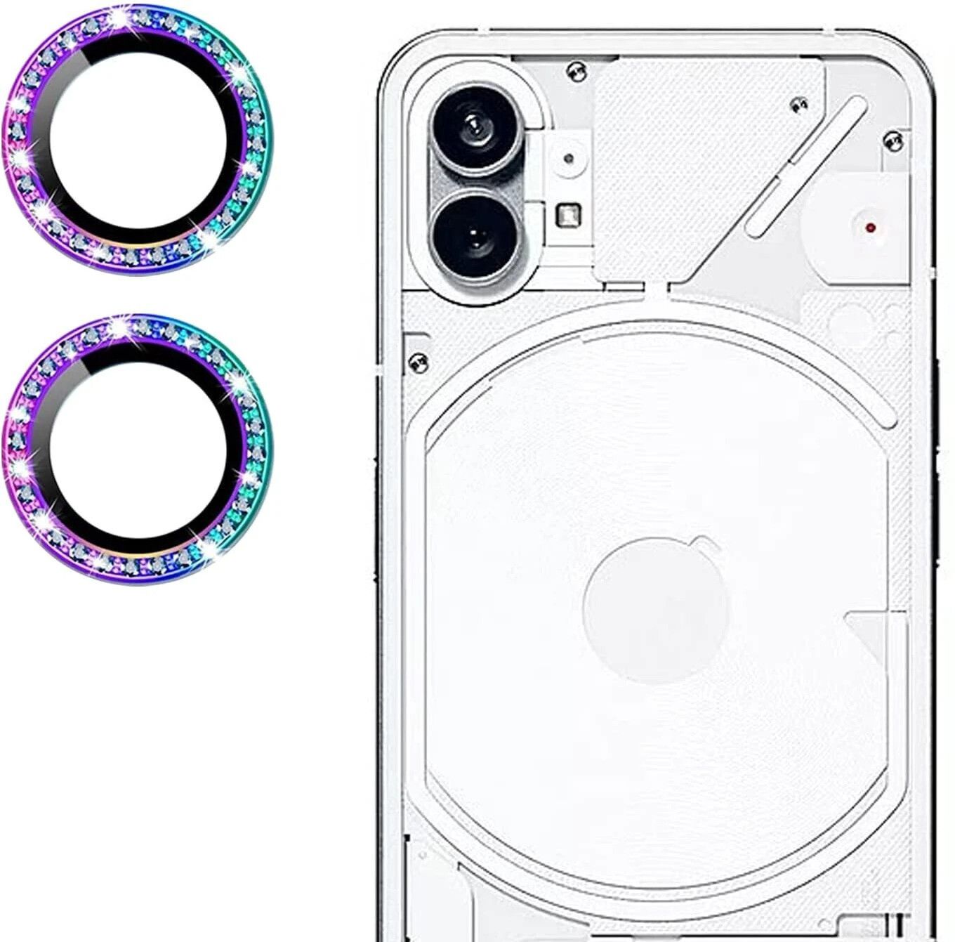 CASELIA Back Camera Lens Ring Guard Protector for Nothing Phone 2, Nothing Phone 2 rainbow diamond camera Ring-image-33