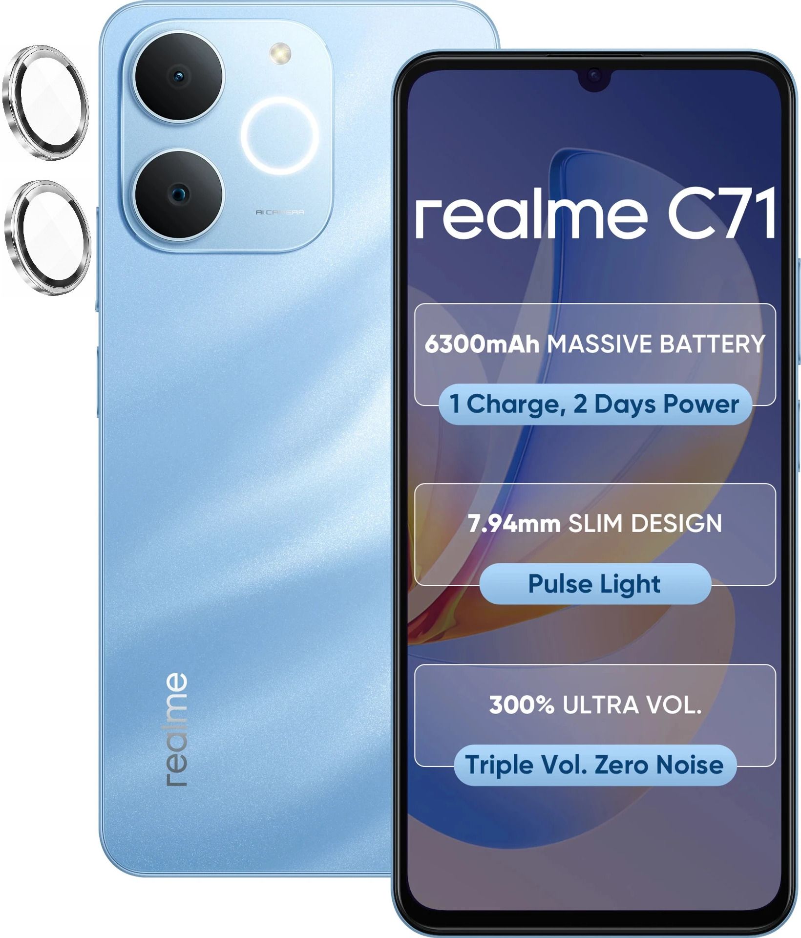 KHR Back Camera Lens Glass Protector for realme C71 Alloy Ring, All Coverage and Easy Installation-image-1