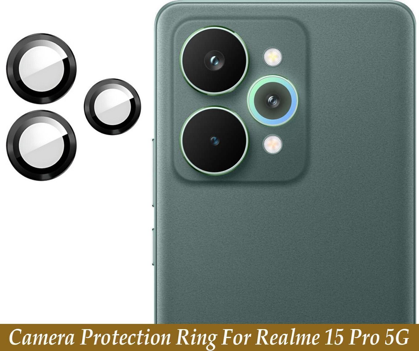 MCLPR Back Camera Lens Glass Protector for Realme 15 Pro 5G [ Black Metal Ring with 9H Glass] Set of 1-picture-12