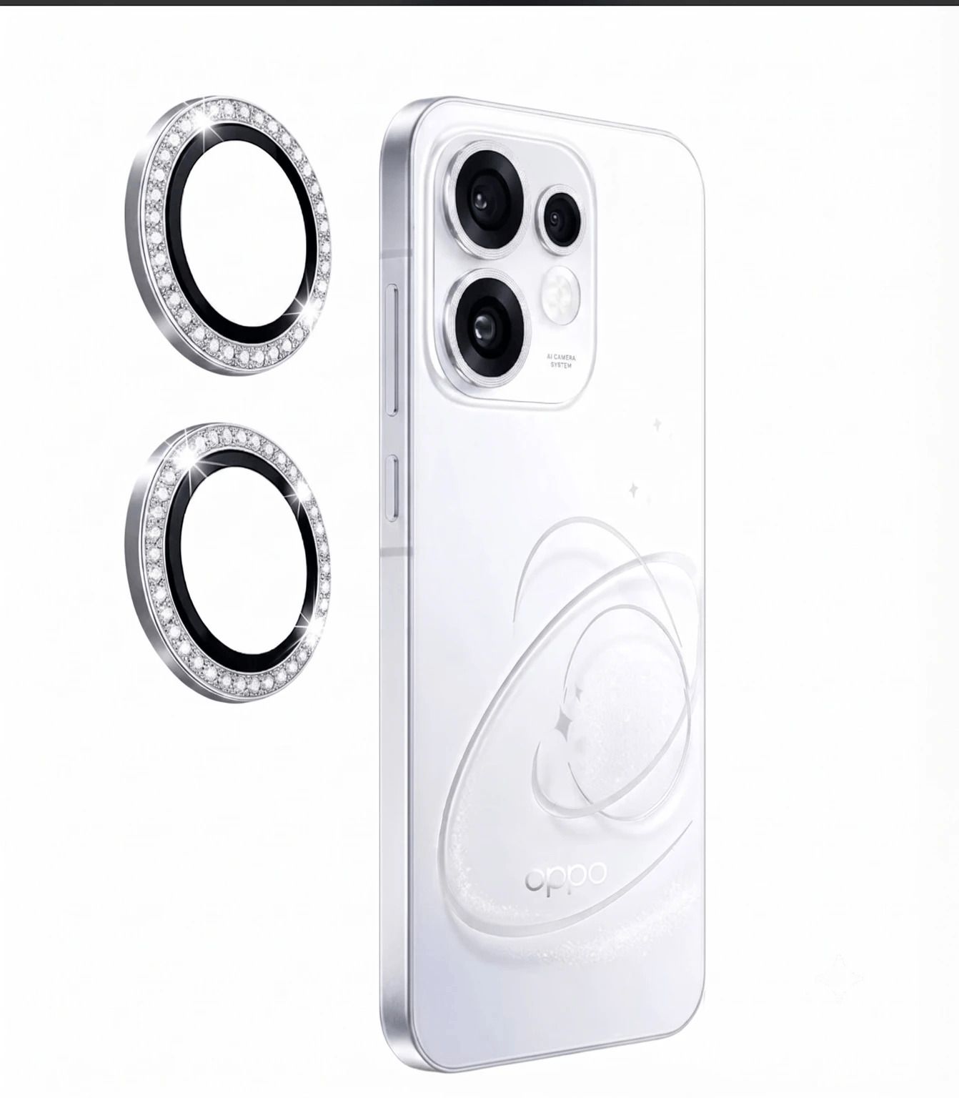Mobeezy Back Camera Lens Ring Guard Protector for Oppo Reno 16 5g, Oppo Reno 16 Pro 5g, Camera lens, Blingy Diamond premium glass-image-43