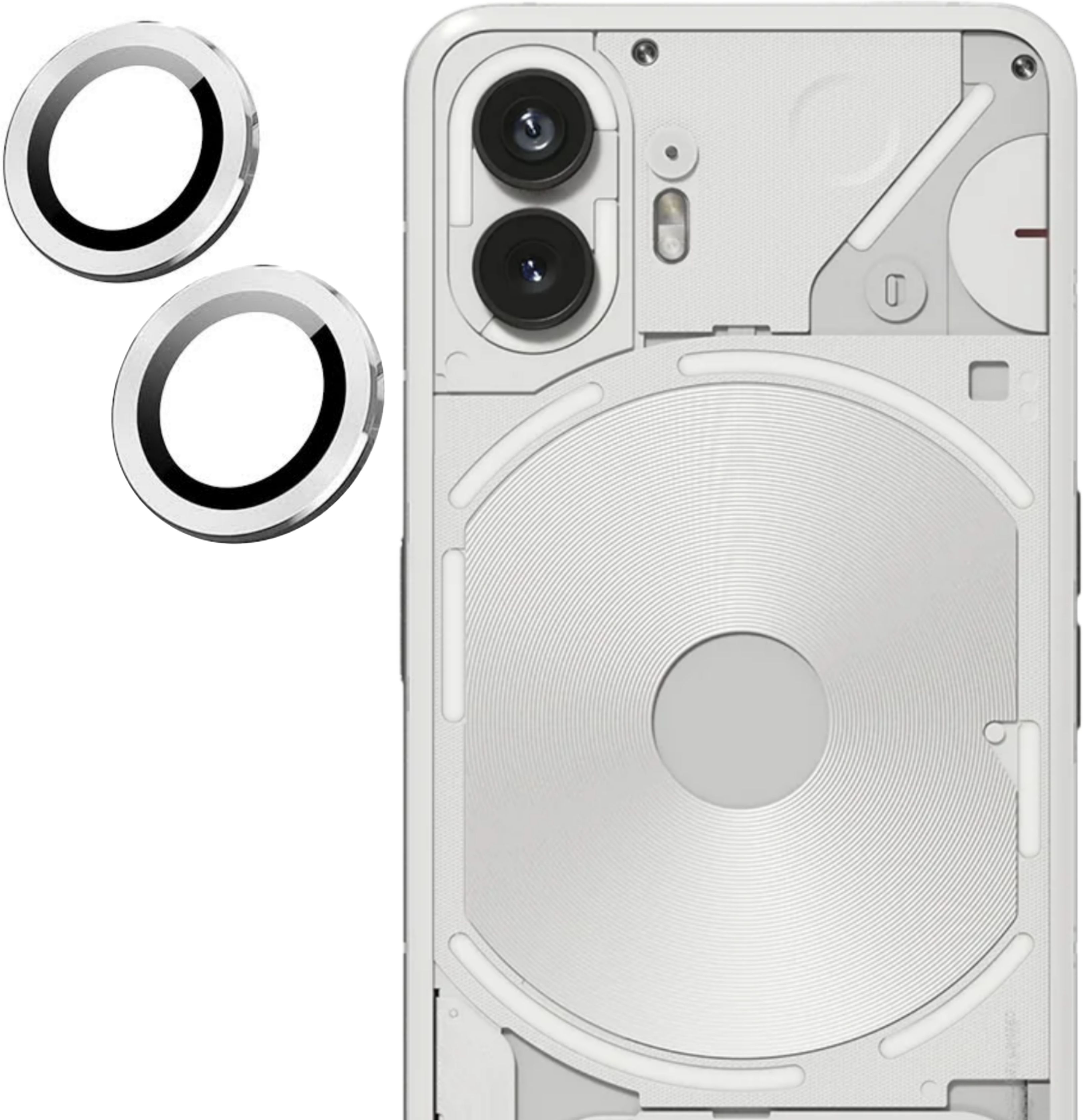 Tech Konnect Back Camera Lens Ring Guard Protector for Nothing Phone 2, Nothing Phone 2 Silver Camera Ring-image-0