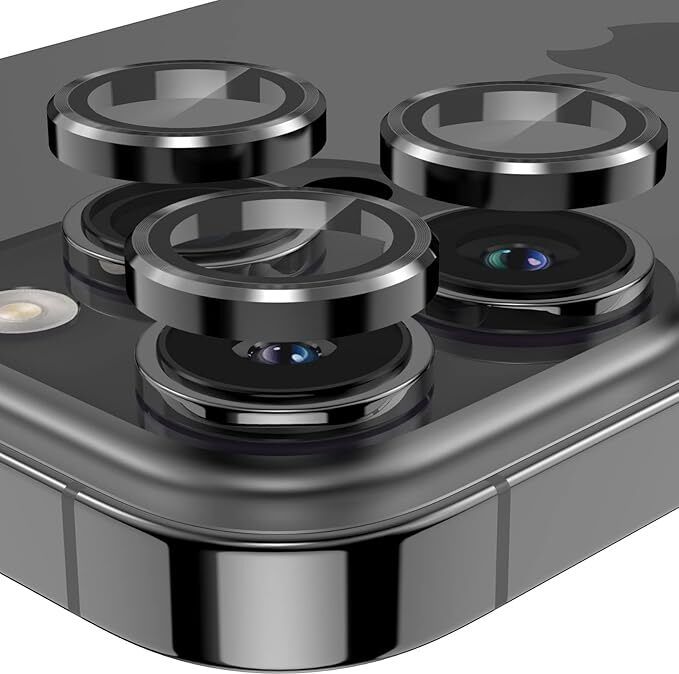 UNIKWORLD Back Camera Lens Ring Guard Protector for iPhone 14 Pro Metal Individual Ring Cover(Black)-picture-10