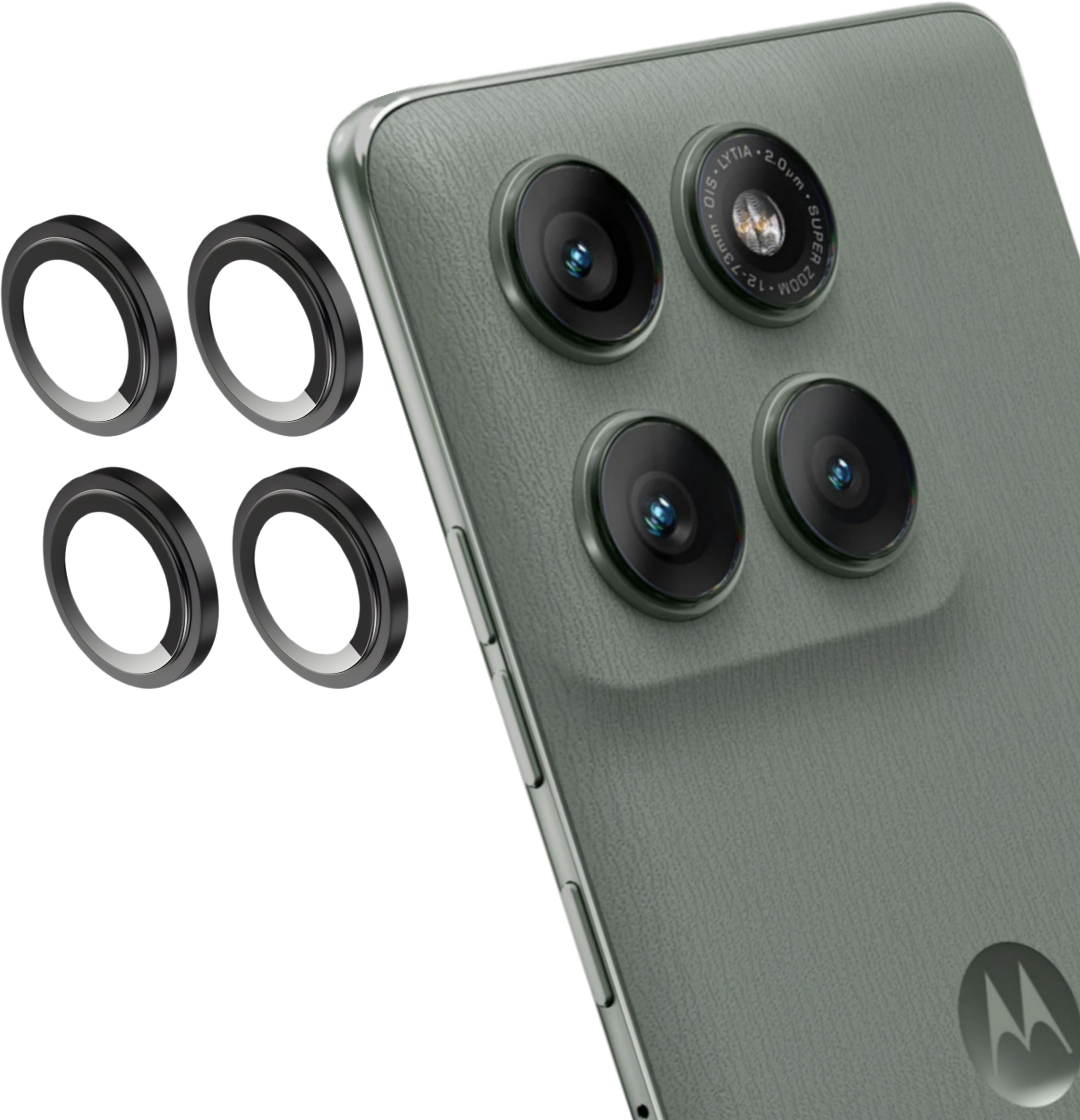 MOBCART Back Camera Lens Ring Guard Protector, Camera Lens Glass Protector for Moto Edge 60 Pro - 9H Tempered Glass, HD Clarity, Scratch-Resistant, Black-picture-22