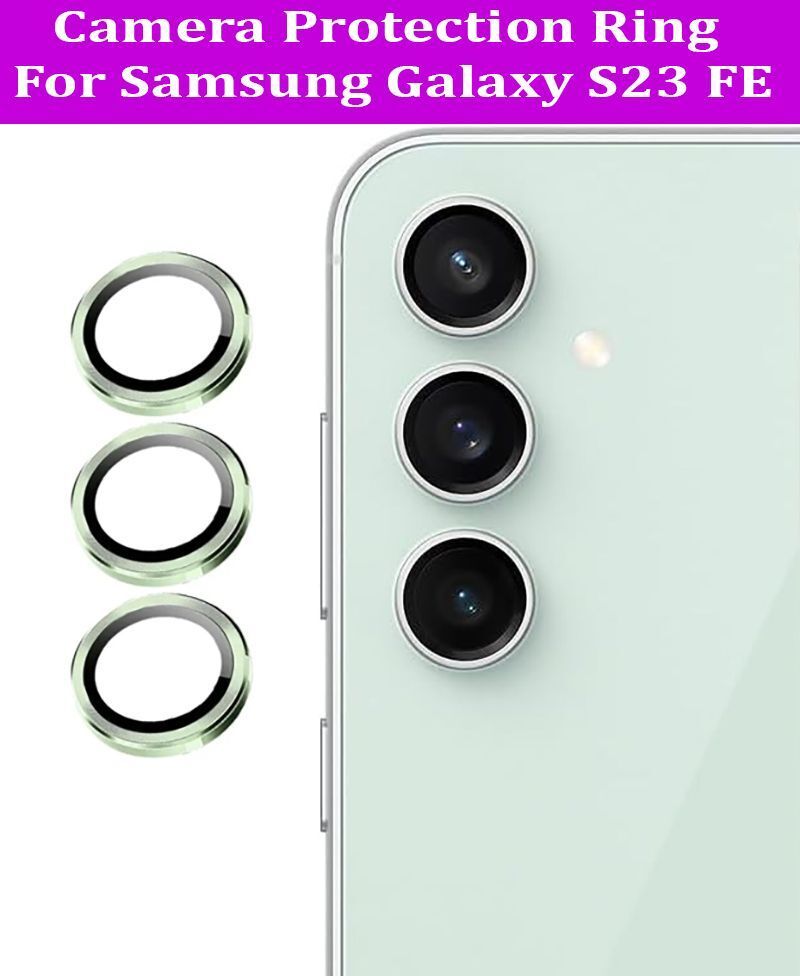 DC DEAL CLUES Back Camera Lens Glass Protector for Samsung Galaxy S23 FE [Green Metal Alloy Camera Ring with 9H Glass] Set of 1-image-27