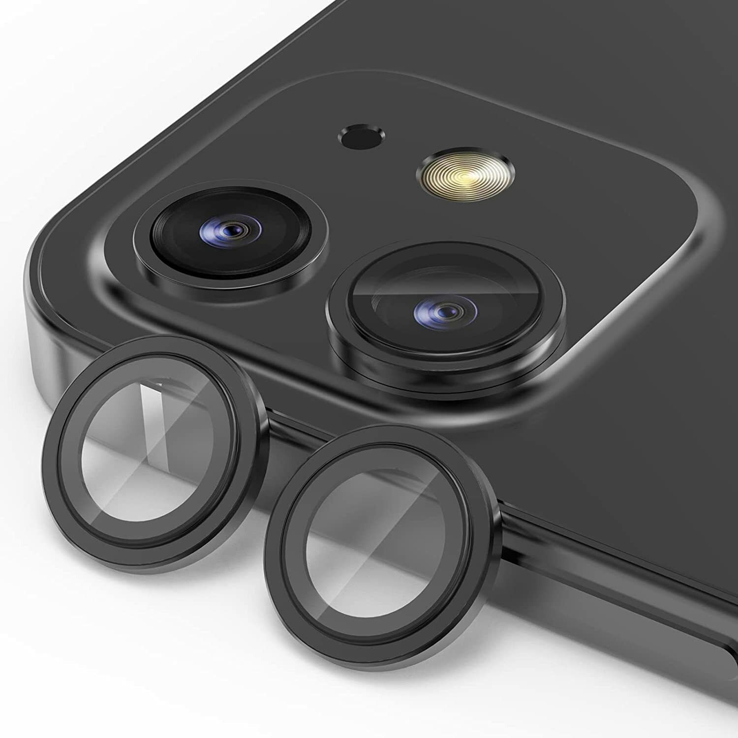 Maxboost Back Camera Lens Ring Guard Protector for iPhone 11 Full Coverage Metal HD Tempered Glass Camera Protector (BLACK)-image-5
