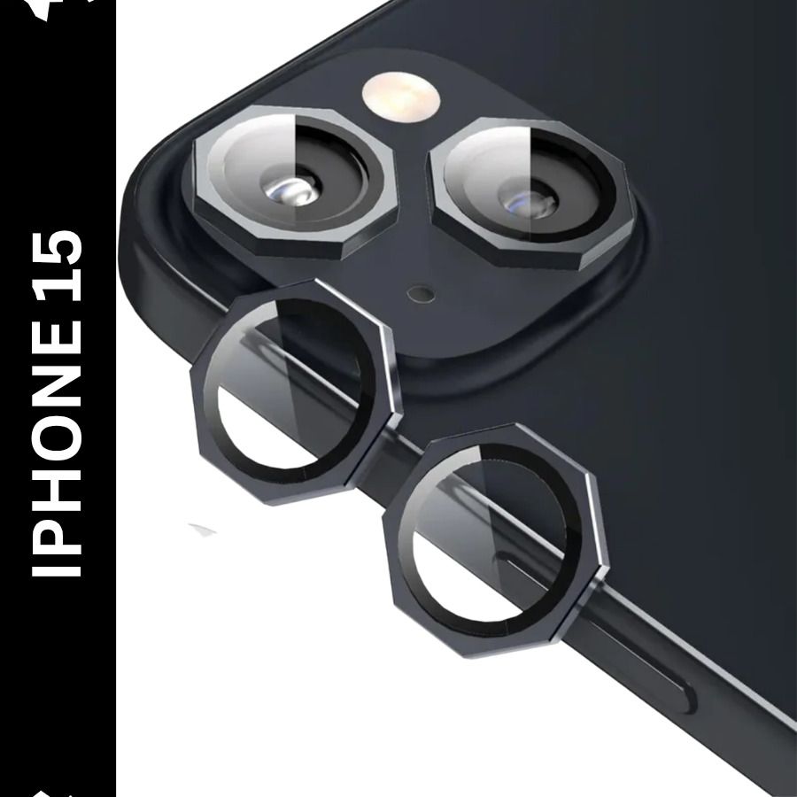 Bulkwala Back Camera Lens Ring Guard Protector for Octagon Camera Lens Protector for iphone 15 (Black).-picture-12