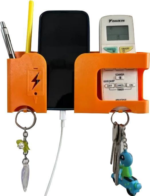 Flipkart SmartBuy Multipurpose Wall Stand with Key chain & Remote Holder | Orange 1 Pices Mobile Holder-picture-34