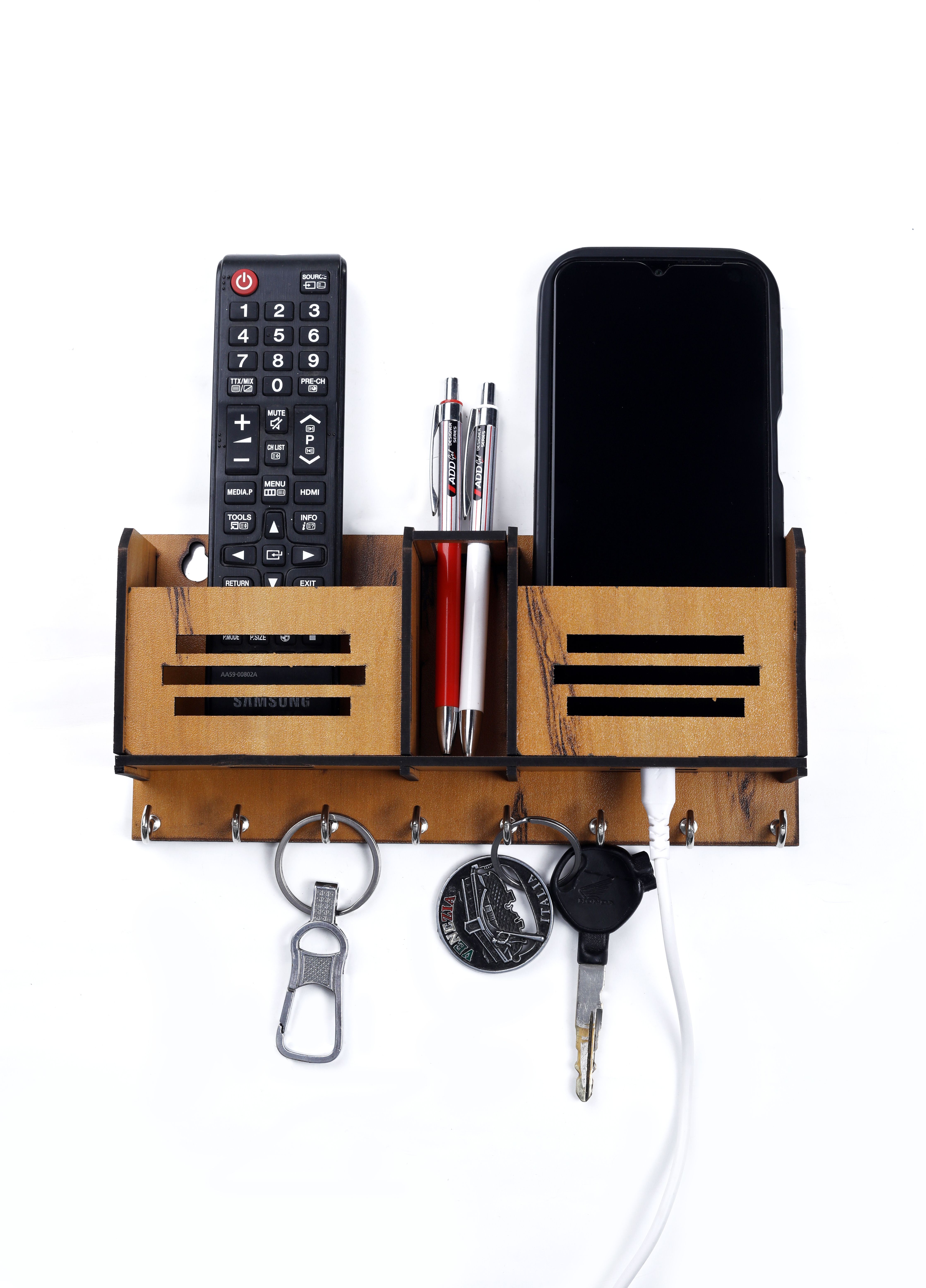 Expro Multi Purpose Wooden Mobile Stand, Pen Stand, Key Holder, Remote Stand(BROWN) Mobile Holder-picture-24