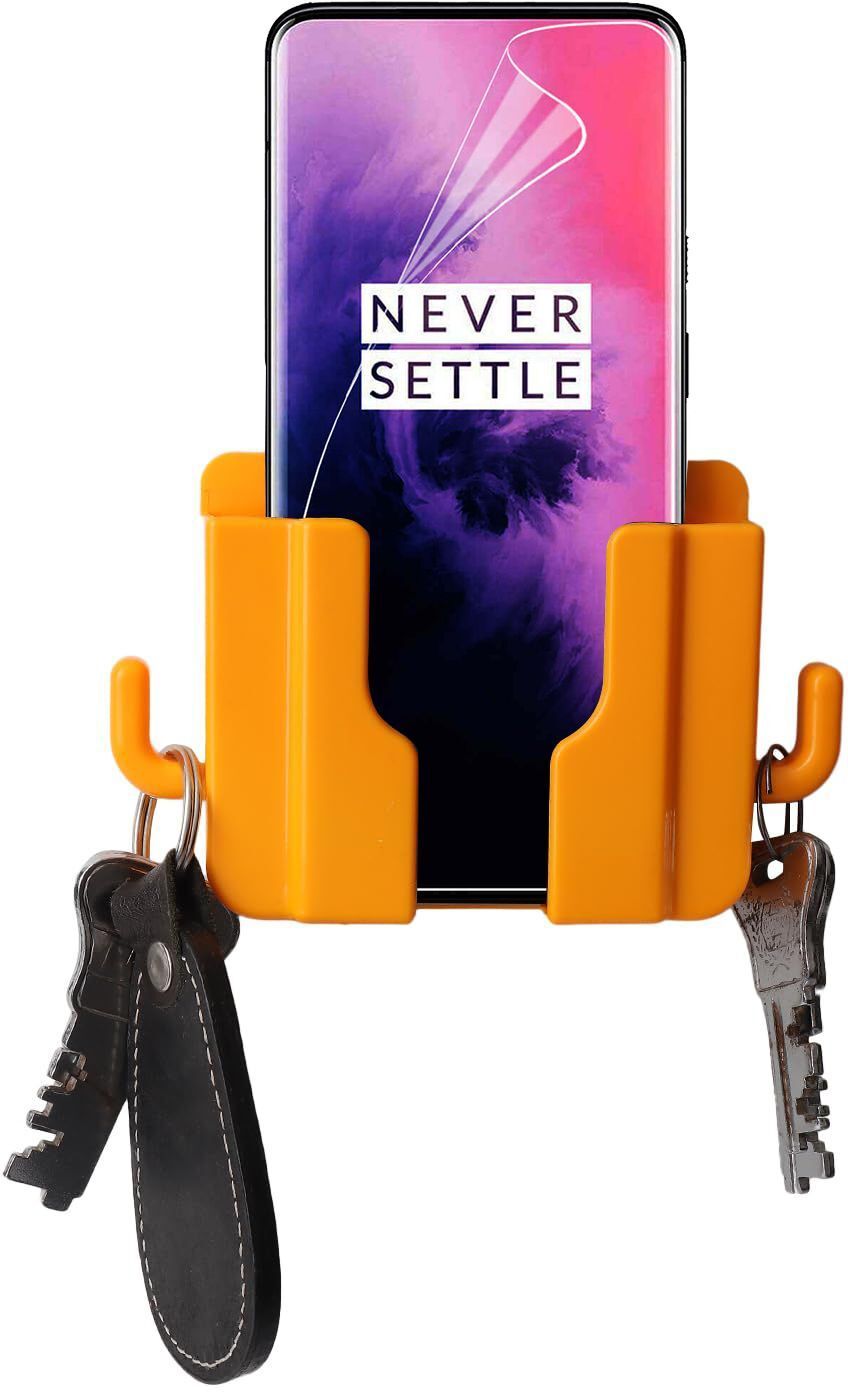 Flipkart SmartBuy Wall Mount Phone Stand / Remote Hanging Stand Bracket Hooks 1 Orange Piece Mobile Holder-image-33