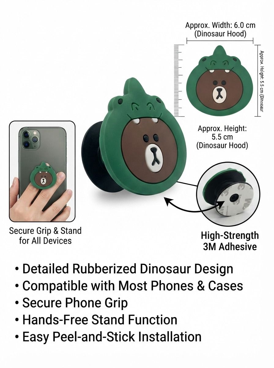 Tridentraders Cute Dinosaur Bear Silicone Pop Socket Mobile Grip Holder Mobile Holder-image-20