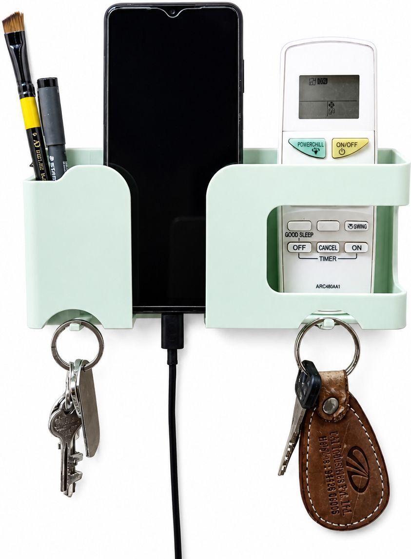 Flipkart SmartBuy Mobile Charging Holder Wall Mount | Phone Stand with Remote Holder & Key Hooks Mobile Holder-image-49